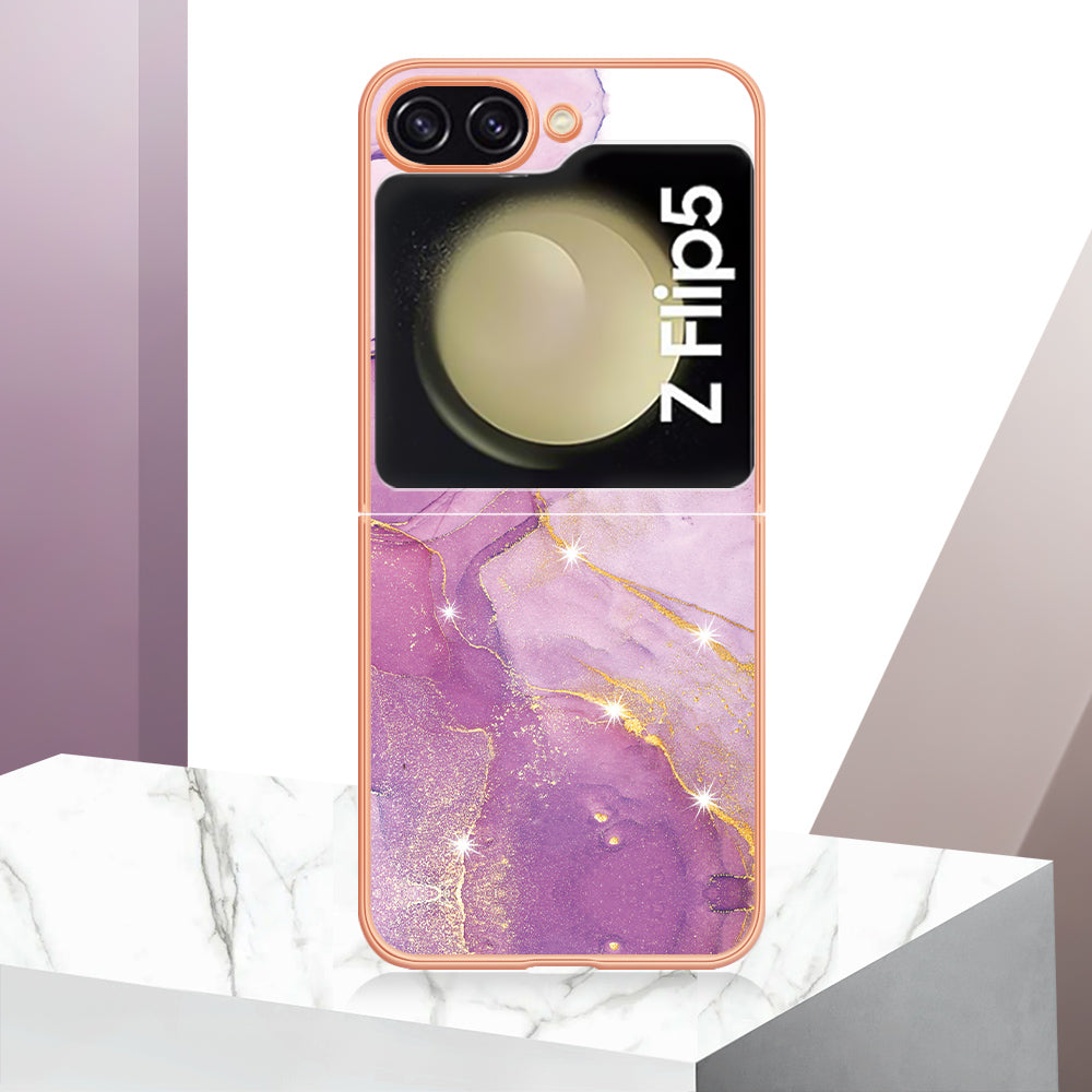 YB IMD Series-2 Electroplated Edge Phone Case for Samsung Galaxy Z Flip5 5G Soft TPU Marble Pattern IMD Cover YB IMD Series-2 Electroplated Edge Phone Case for Samsung Galaxy Z Flip5 5G Soft TPU Marble Pattern IMD Cover